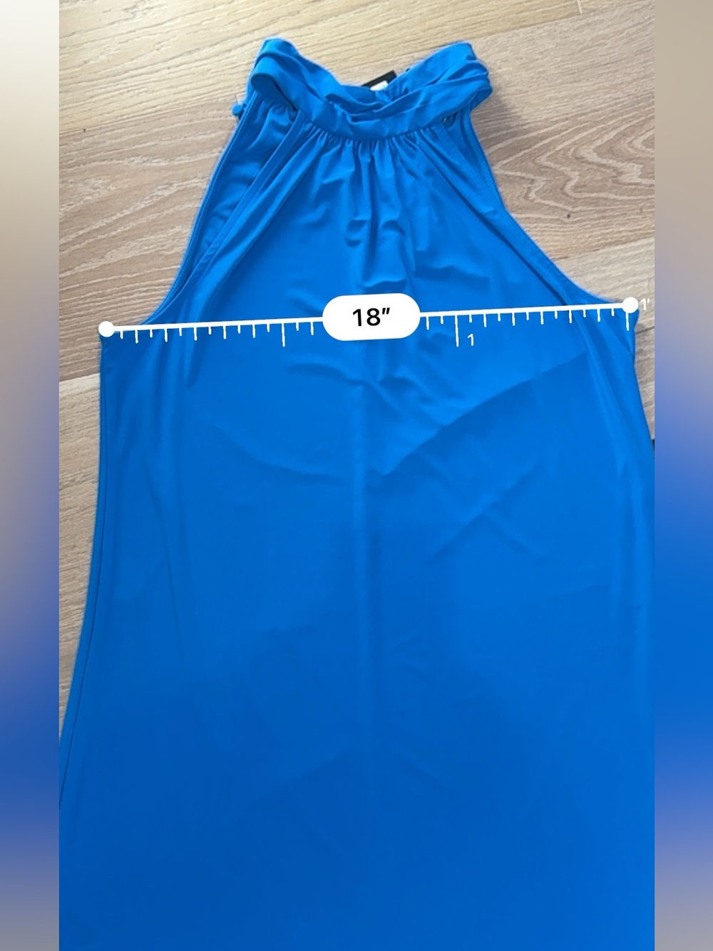 NWT Express Cowl Neck Halter Shift Dress Blue Size Medium - Picture 4 of 8